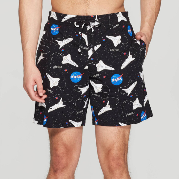 Mens Nasa Jetsetter Pajama Shorts Black 
